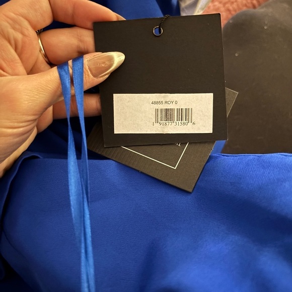 Size 0 Mac Duggal Royal Blue Classic A-Line V-Neck Ballgown Prom Dress - Picture 4 of 6